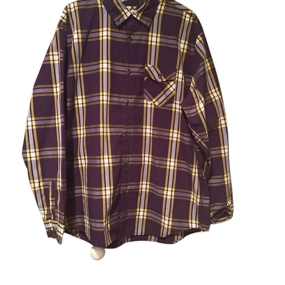 Magellan Outdoors Purple and Yellow Casual Button Down Shirt